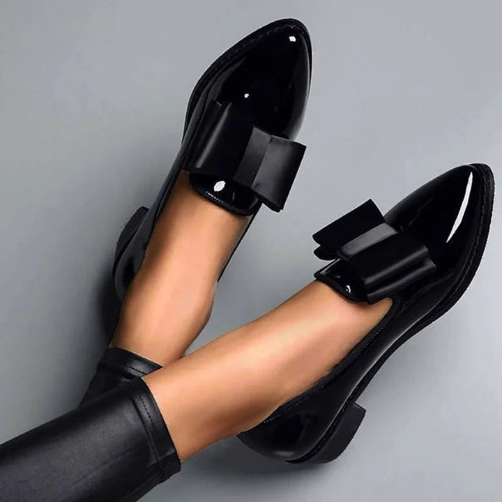 Clara Duval Bow Accent Patent Loafers