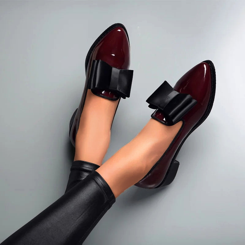 Clara Duval Bow Accent Patent Loafers