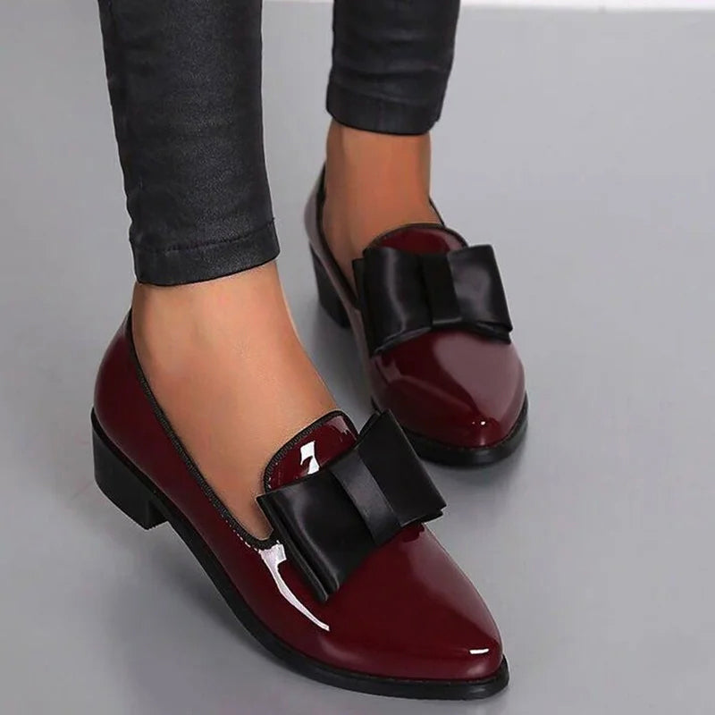 Clara Duval Bow Accent Patent Loafers