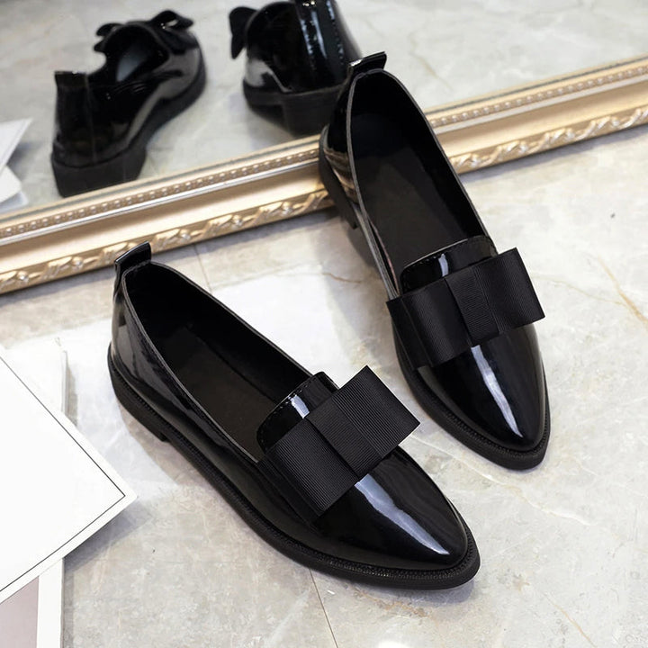 Clara Duval Bow Accent Patent Loafers