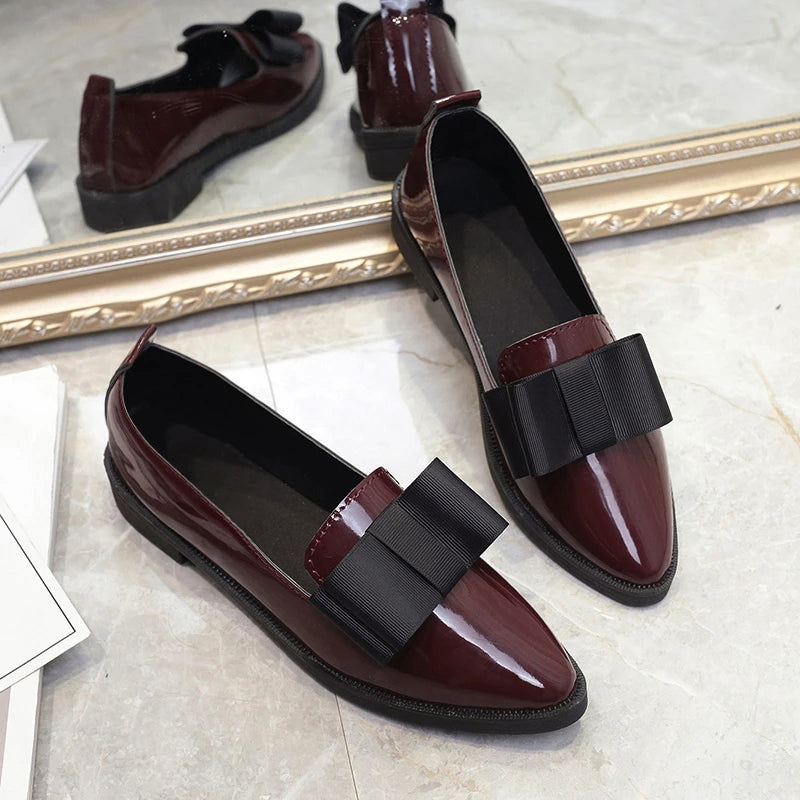 Clara Duval Bow Accent Patent Loafers
