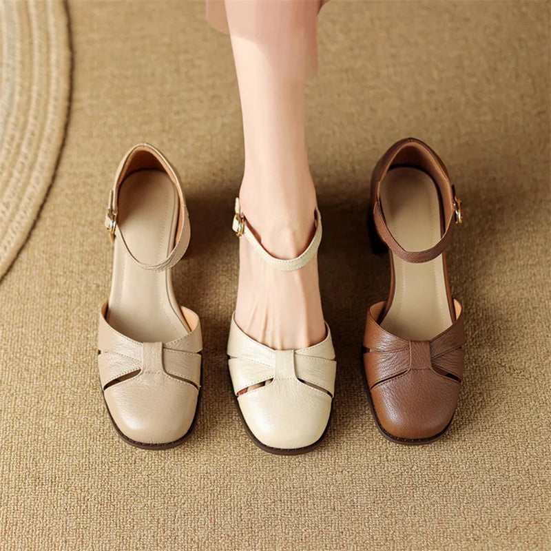 Clara Duval Braided Strap Mary Jane Shoes