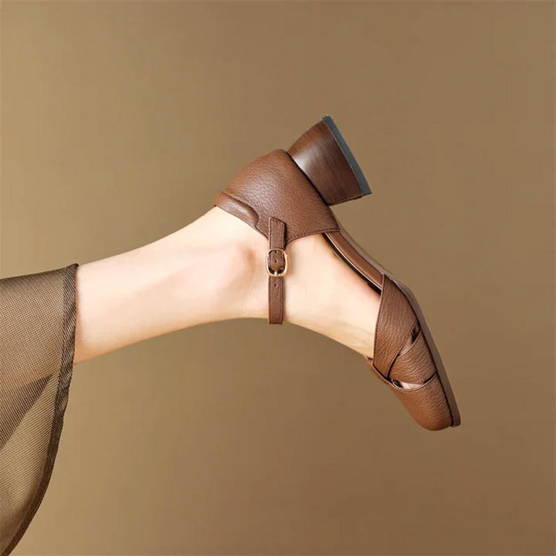 Clara Duval Braided Strap Mary Jane Shoes