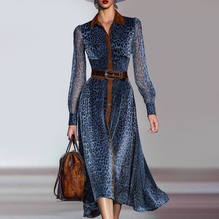 Clara Duval Button-Front Leopard Print Dress