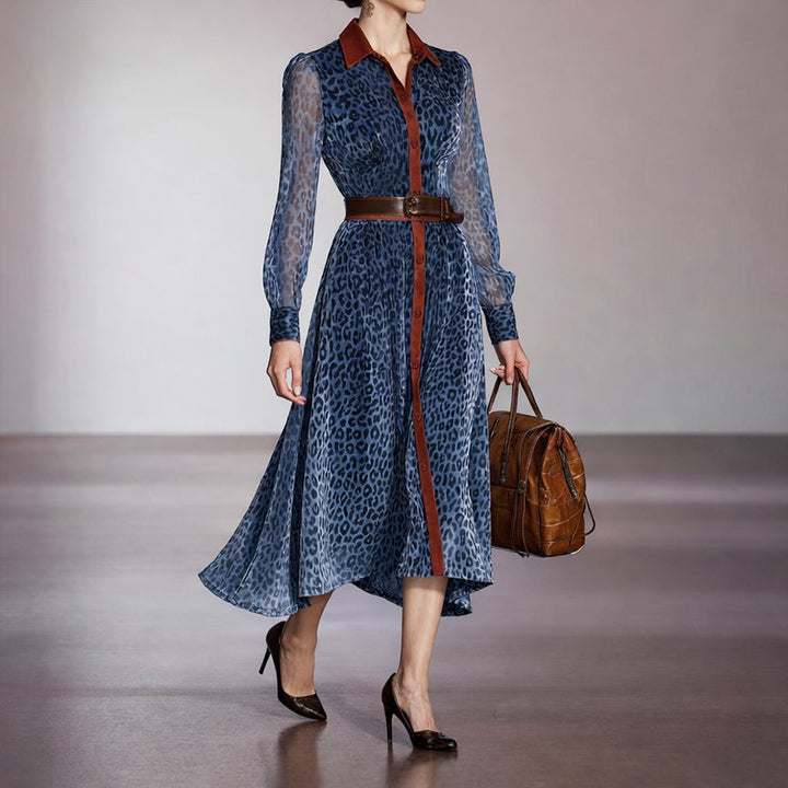 Clara Duval Button-Front Leopard Print Dress