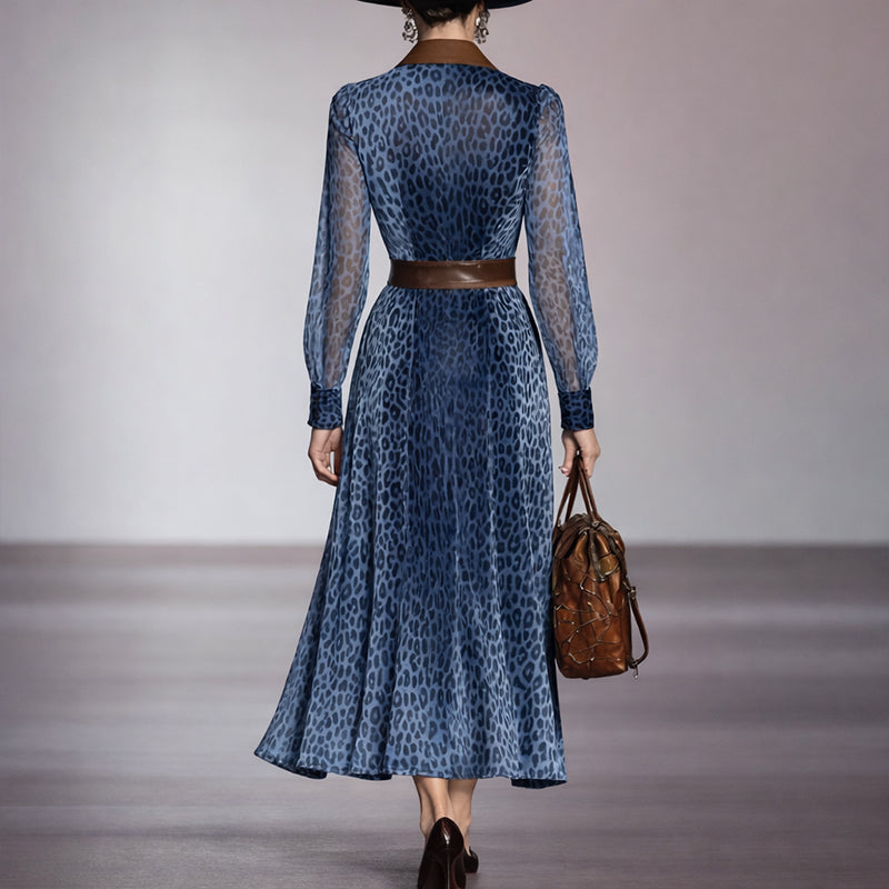 Clara Duval Button-Front Leopard Print Dress