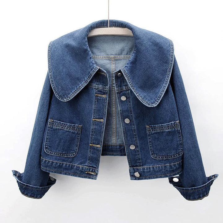 Clara Duval Button-Up Cropped Denim Jacket