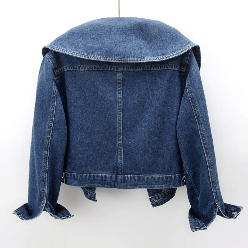Clara Duval Button-Up Cropped Denim Jacket