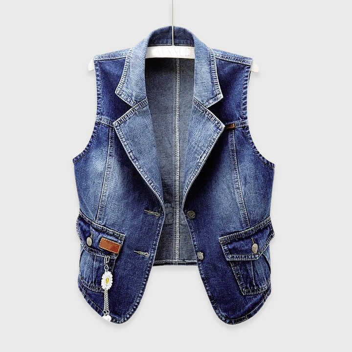 Clara Duval Button Front Denim Vest