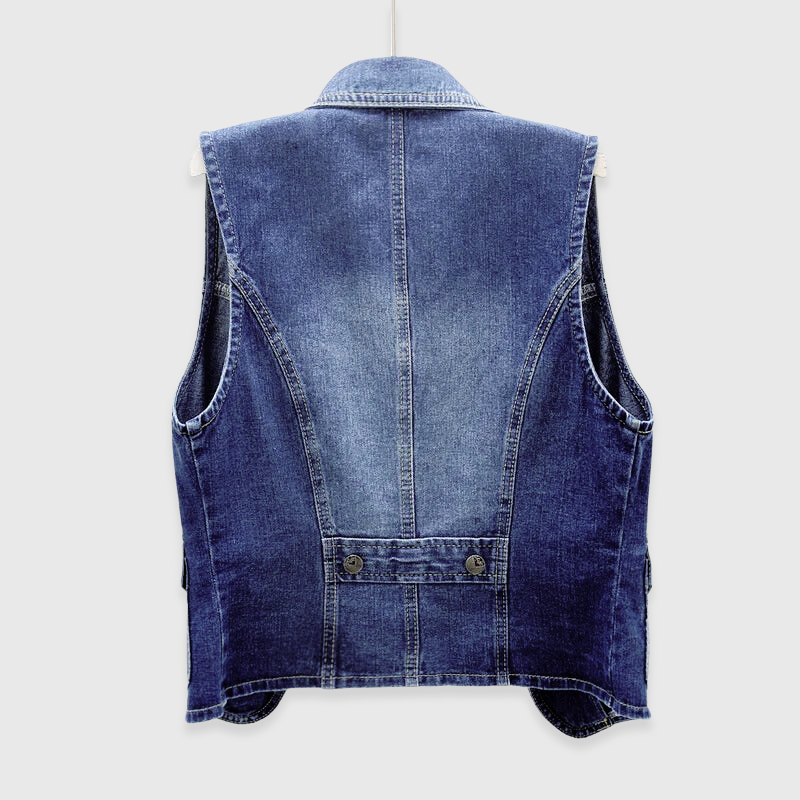 Clara Duval Button Front Denim Vest
