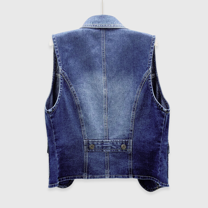 Clara Duval Button Front Denim Vest