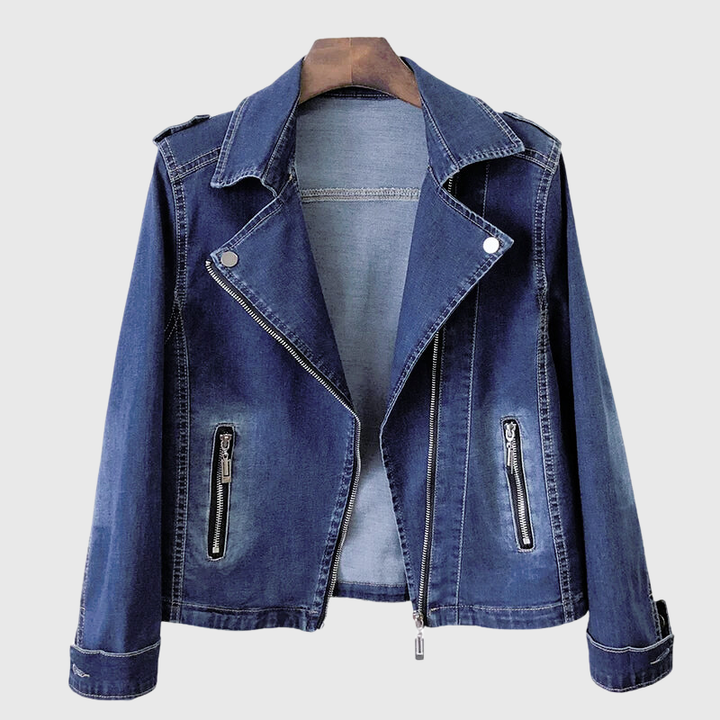 Clara Duval Casual Denim Moto Jacket