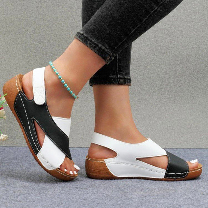Clara Duval Color-Block Wedge Slingback Sandals