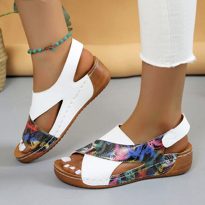Clara Duval Color-Block Wedge Slingback Sandals