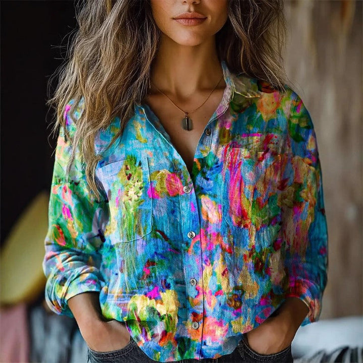 Clara Duval Colorful Blouse with Abstract Print