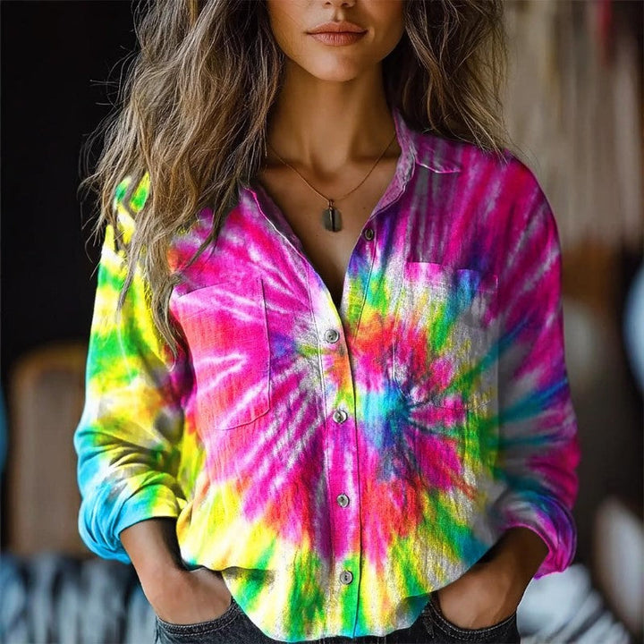 Clara Duval Colorful Blouse with Abstract Print