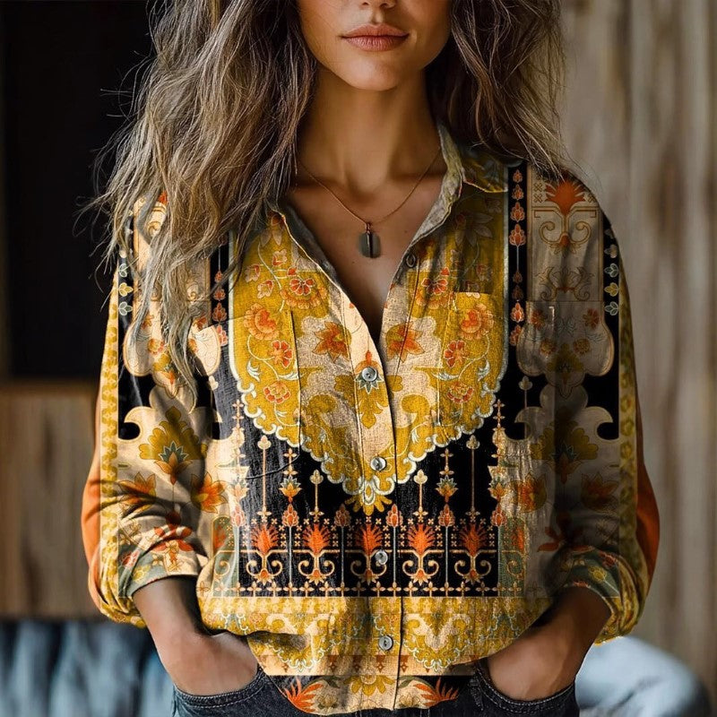 Clara Duval Colorful Blouse with Abstract Print