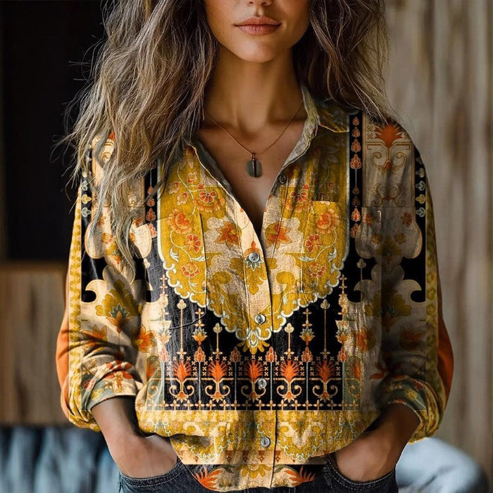 Clara Duval Colorful Blouse with Abstract Print