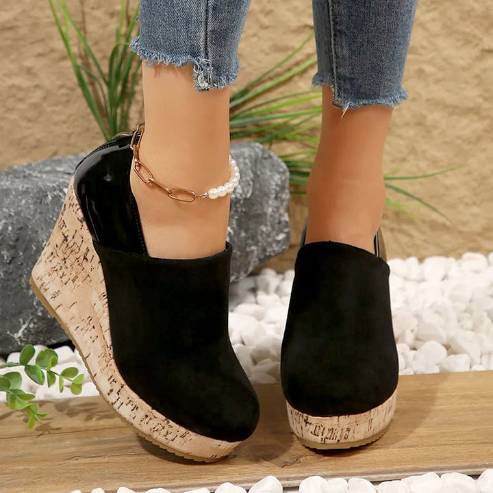 Clara Duval Cork Wedge Slip-On Pumps