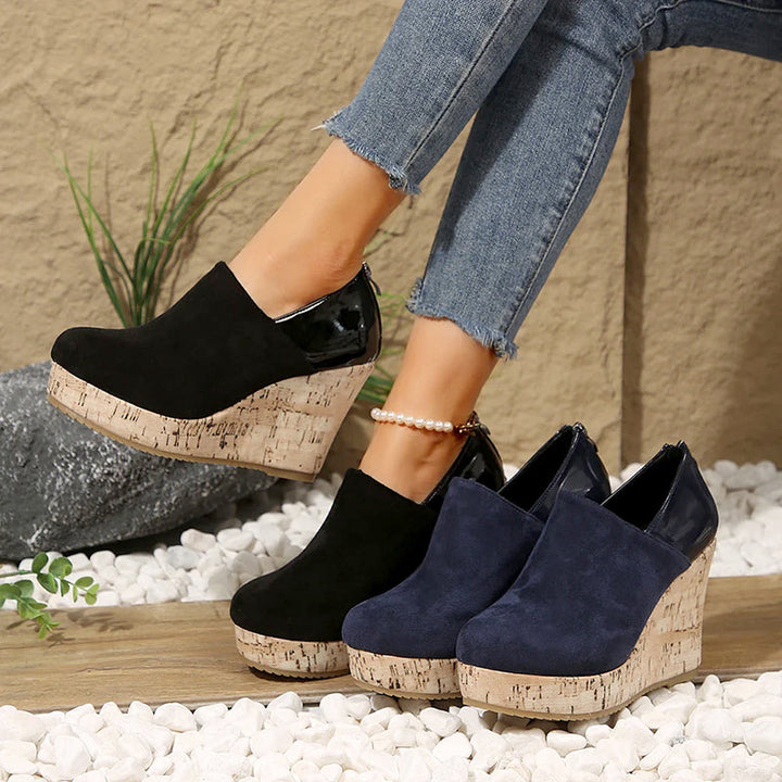Clara Duval Cork Wedge Slip-On Pumps
