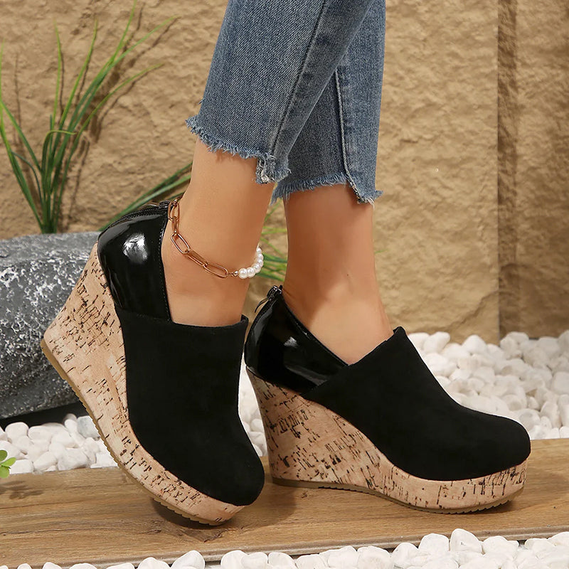 Clara Duval Cork Wedge Slip-On Pumps