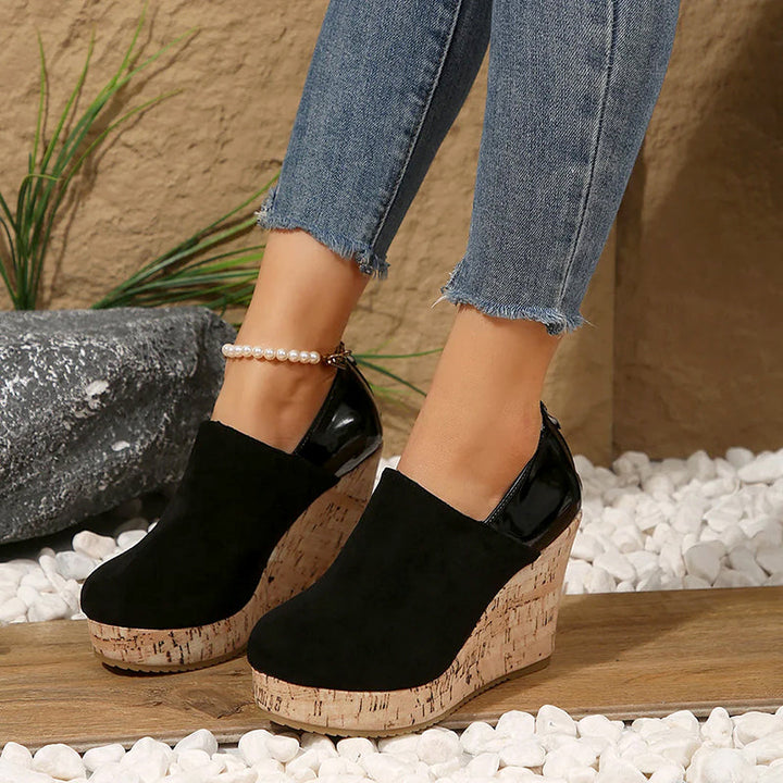 Clara Duval Cork Wedge Slip-On Pumps