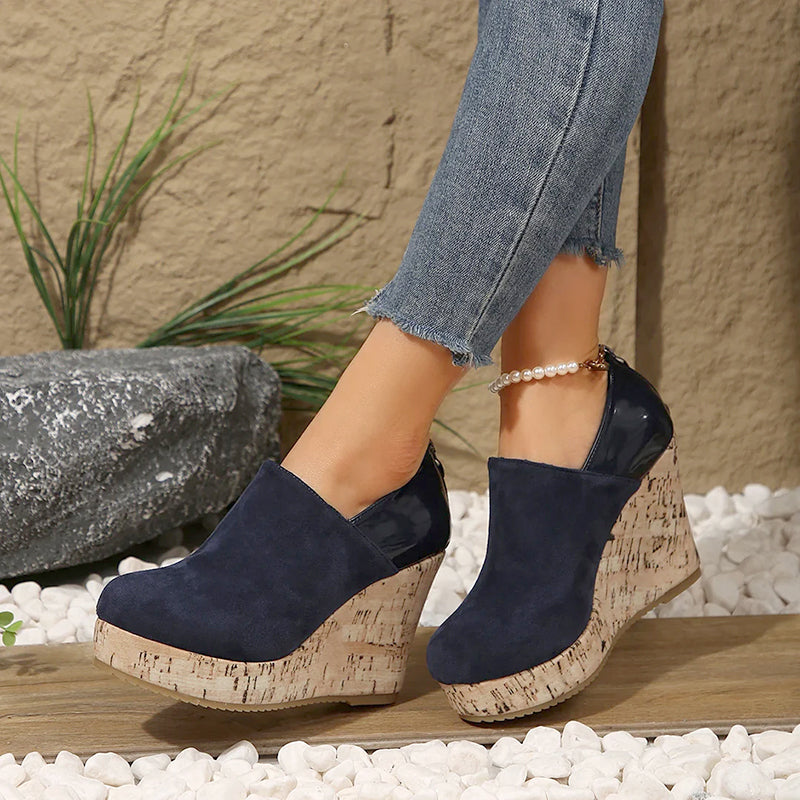 Clara Duval Cork Wedge Slip-On Pumps
