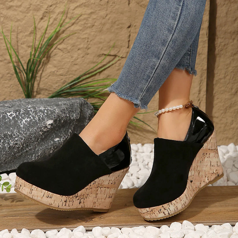 Clara Duval Cork Wedge Slip-On Pumps