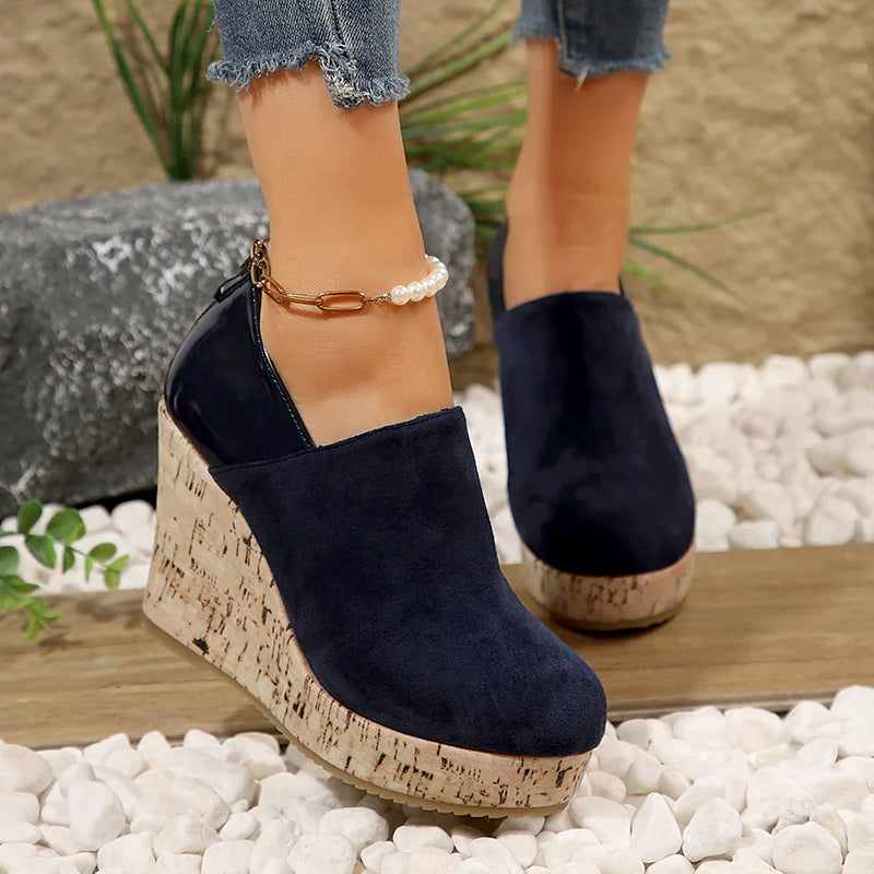 Clara Duval Cork Wedge Slip-On Pumps