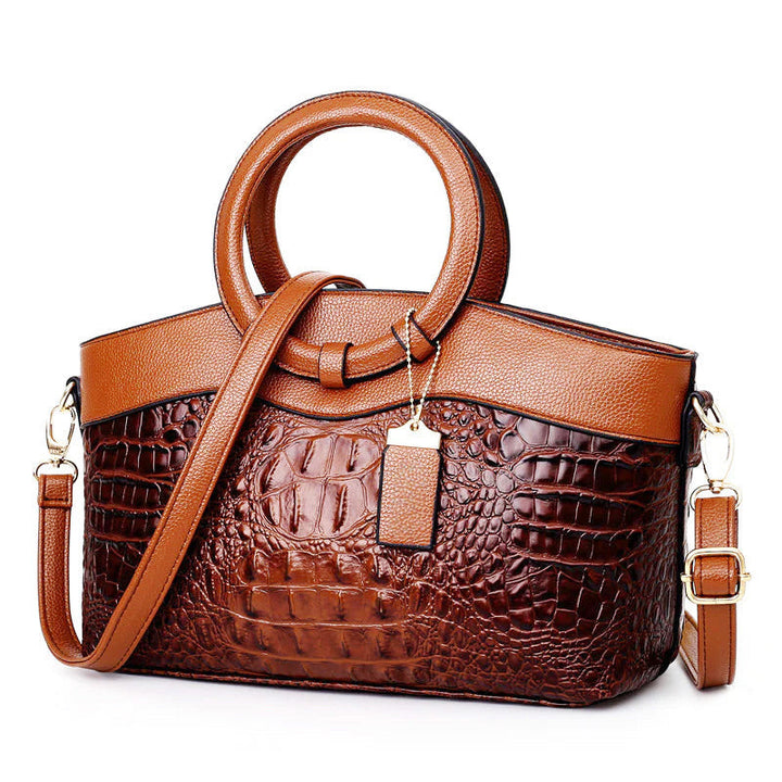 Clara Duval Crocodile Texture Leather Shoulder Bag