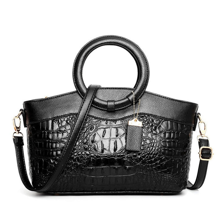 Clara Duval Crocodile Texture Leather Shoulder Bag