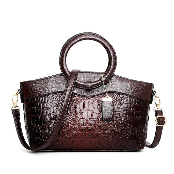 Clara Duval Crocodile Texture Leather Shoulder Bag