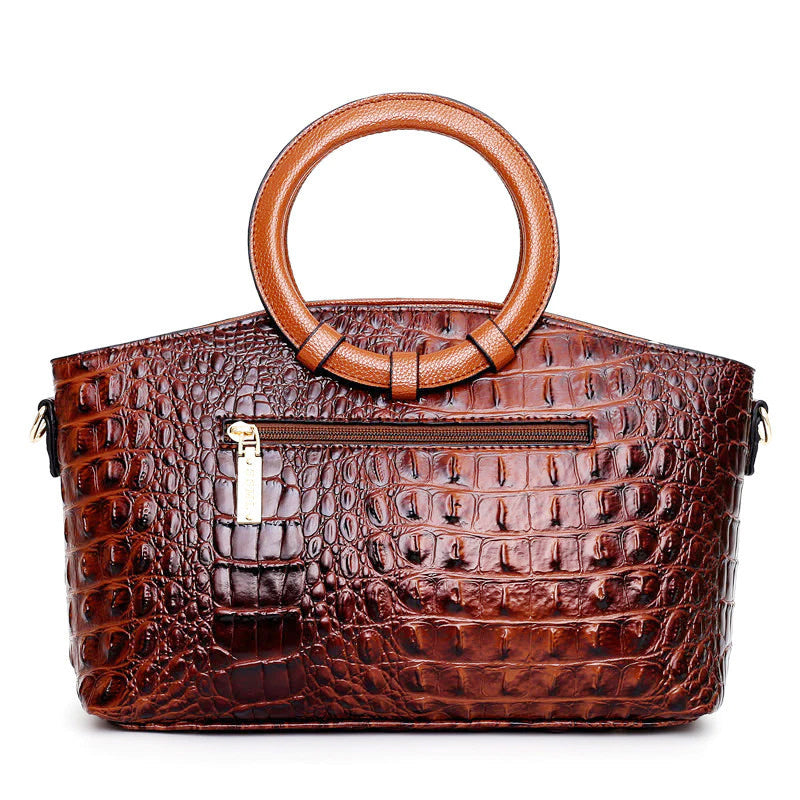 Clara Duval Crocodile Texture Leather Shoulder Bag