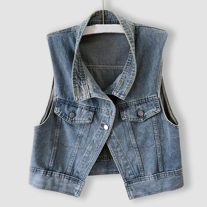 Clara Duval Cropped Denim Layering Vest
