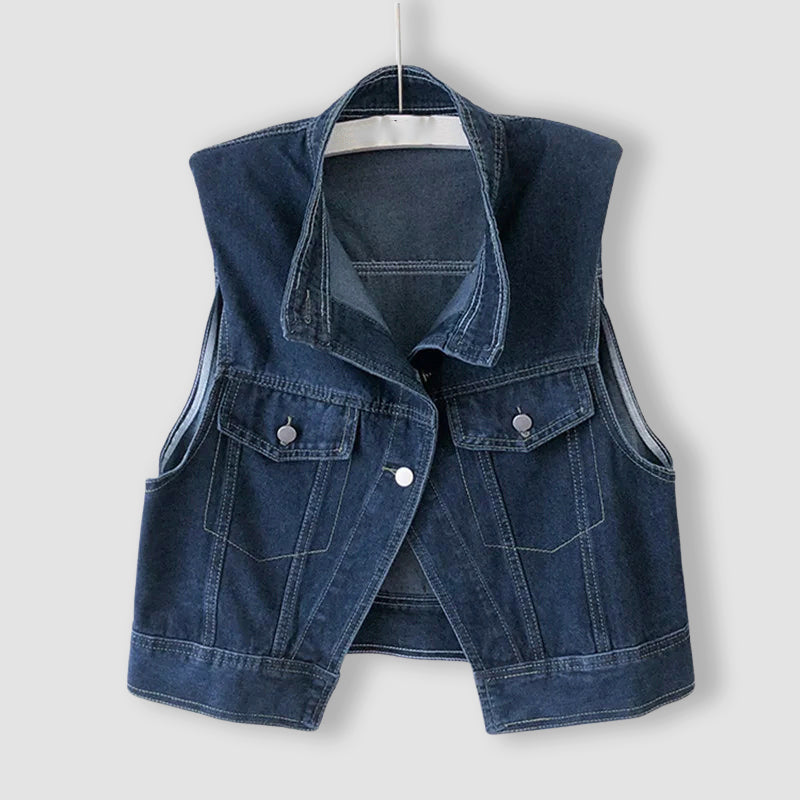 Clara Duval Cropped Denim Layering Vest