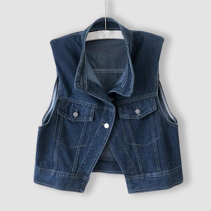 Clara Duval Cropped Denim Layering Vest