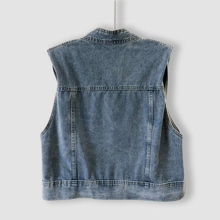 Clara Duval Cropped Denim Layering Vest
