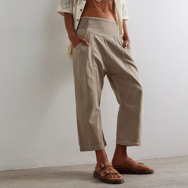 Clara Duval Cropped Pants with Wide Waistband