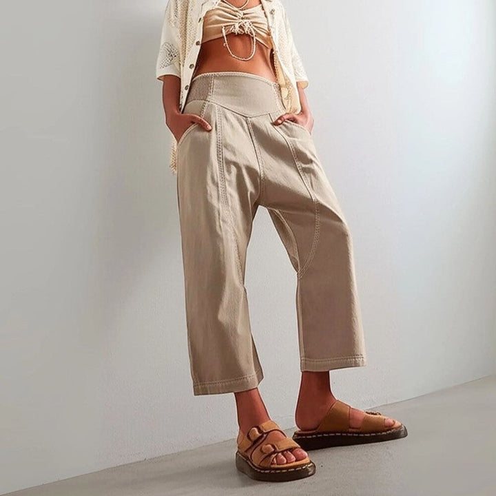 Clara Duval Cropped Pants with Wide Waistband