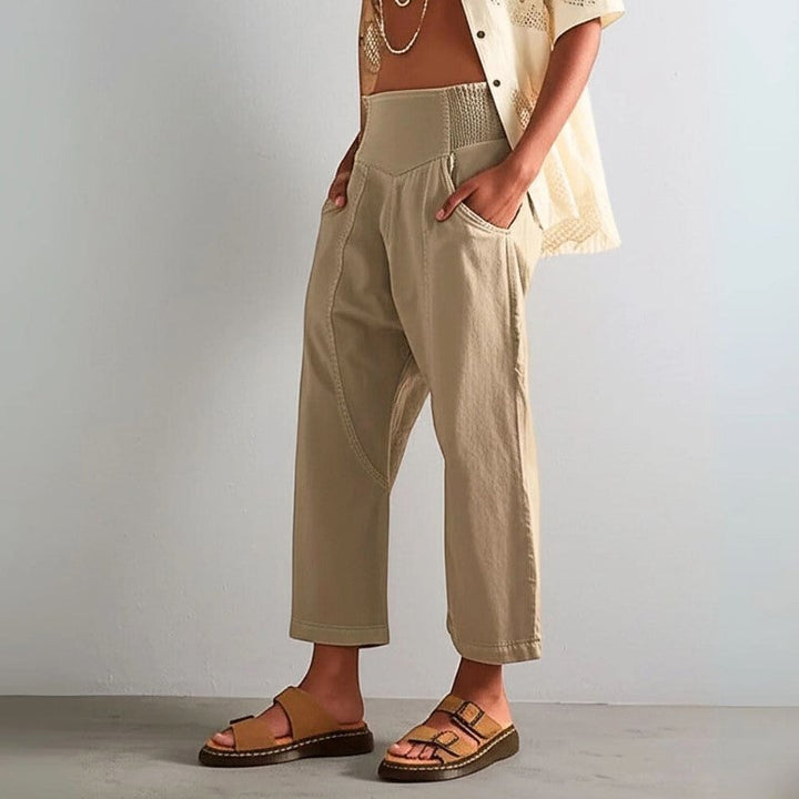 Clara Duval Cropped Pants with Wide Waistband