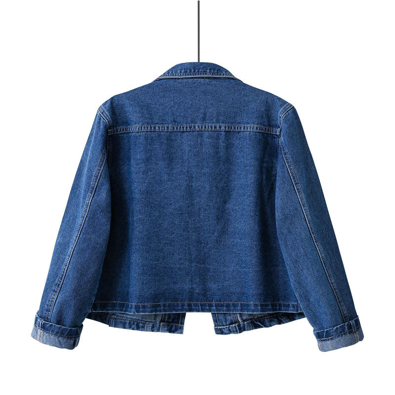 Clara Duval Denim Jacket with Ruffle Trim