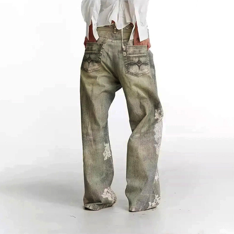 Clara Duval Distressed Art Washed Jeans