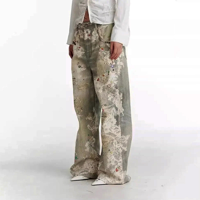 Clara Duval Distressed Art Washed Jeans
