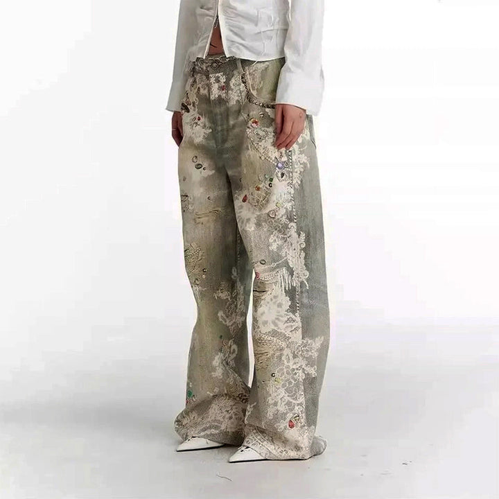 Clara Duval Distressed Art Washed Jeans