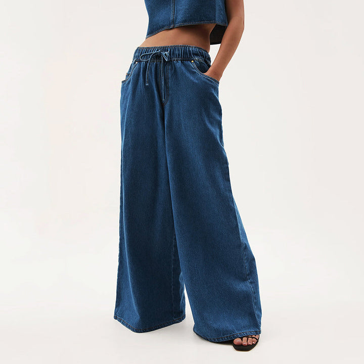 Clara Duval Drawstring Wide Leg Jeans
