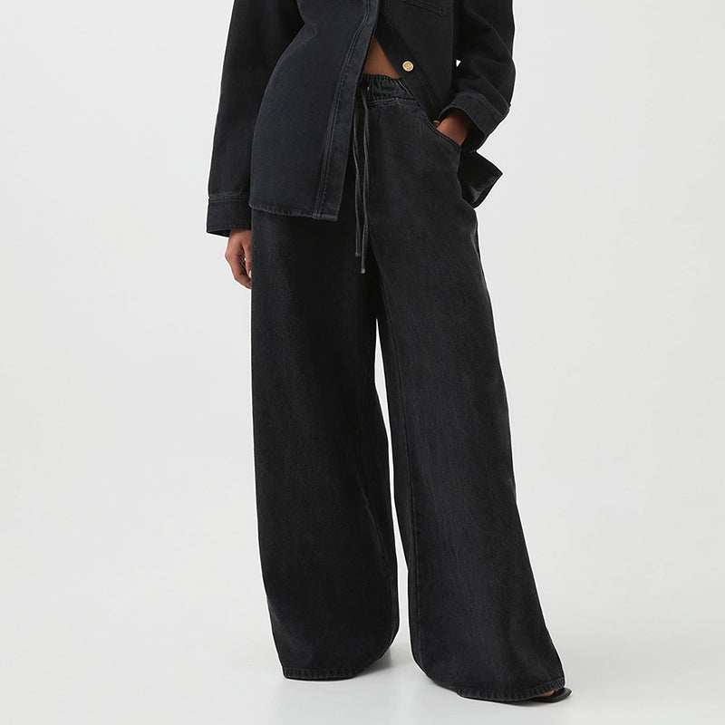 Clara Duval Drawstring Wide Leg Jeans