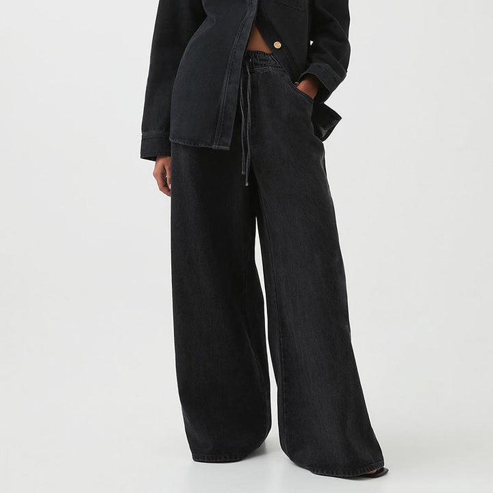 Clara Duval Drawstring Wide Leg Jeans