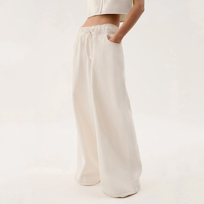 Clara Duval Drawstring Wide Leg Jeans
