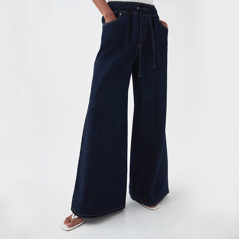 Clara Duval Drawstring Wide Leg Jeans