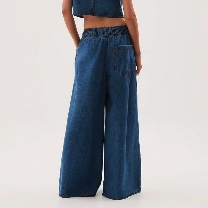 Clara Duval Drawstring Wide Leg Jeans